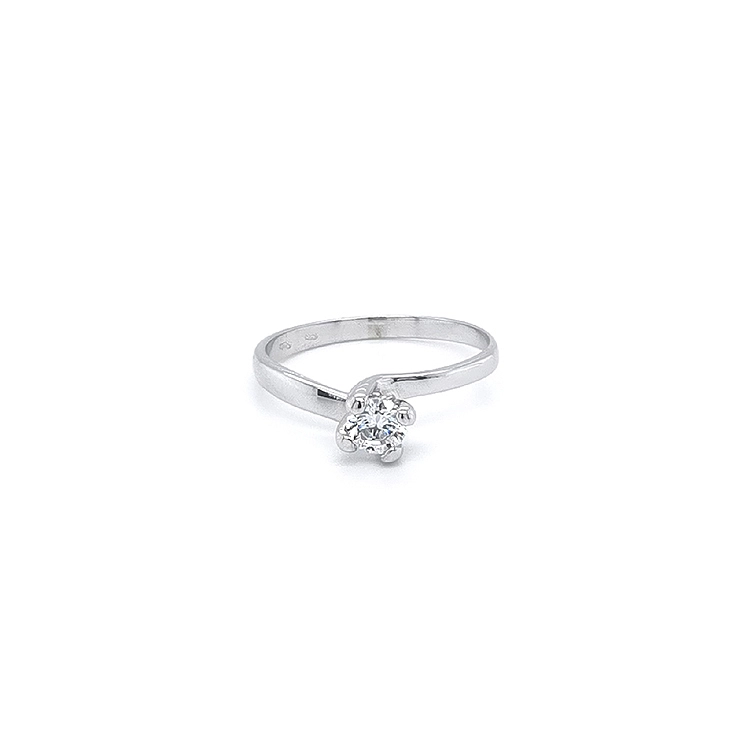 Engagement Ring with White Gold Zircon