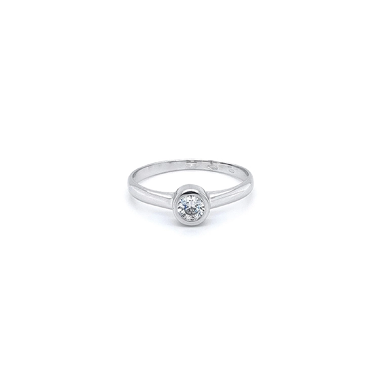 Engagement Ring with White Gold Zircon