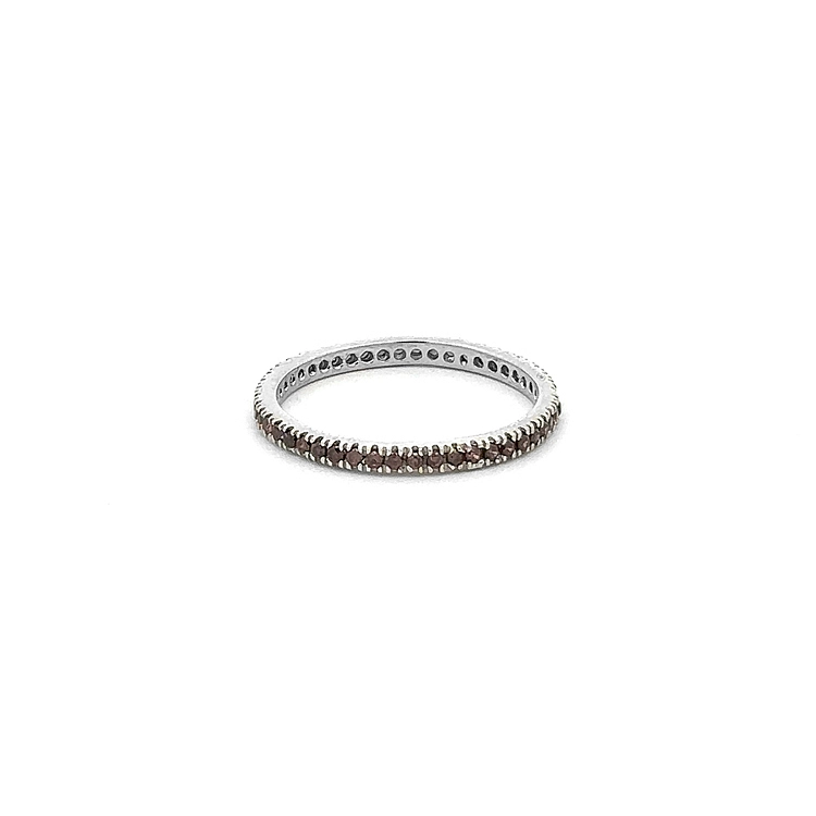 White Gold Ring with Brown Eternity Stones