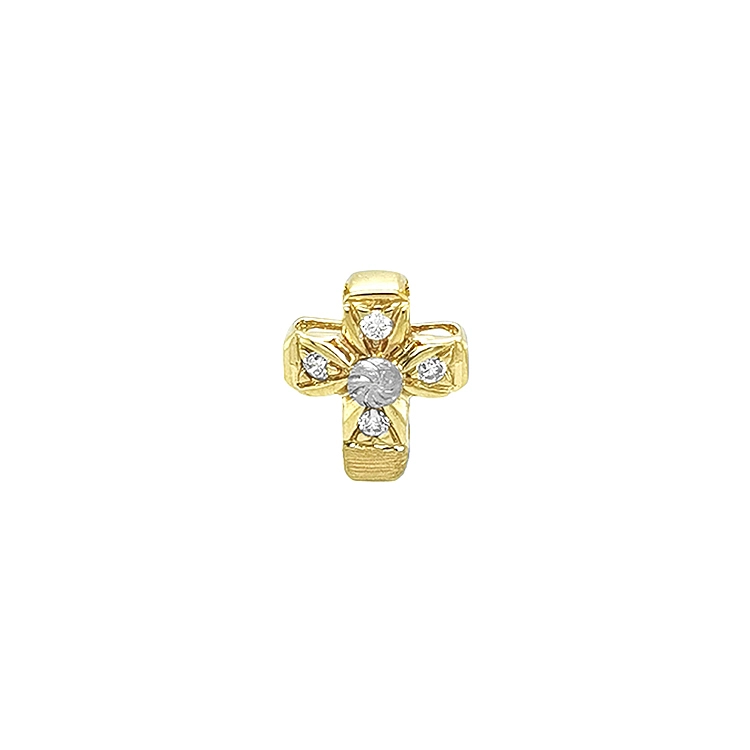 Gold Pendant Cross with Zircons