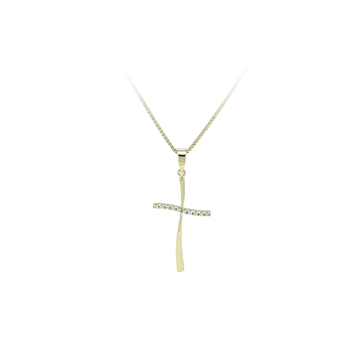 Gold Pendant Cross with Zircons