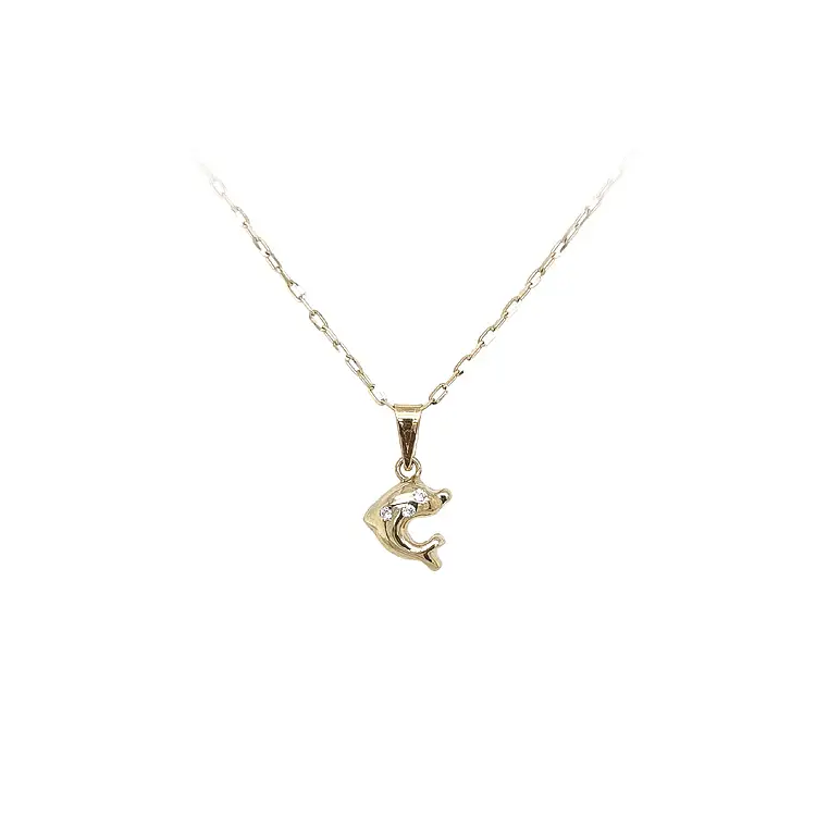 Zlatý Přívěsek Delfín se Zirkony