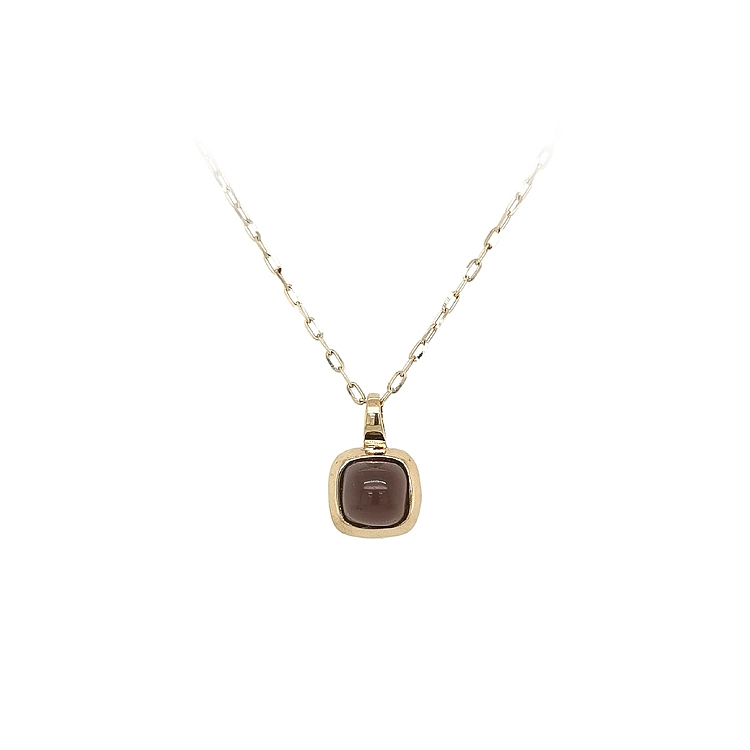 Gold Pendant with Brown Stone