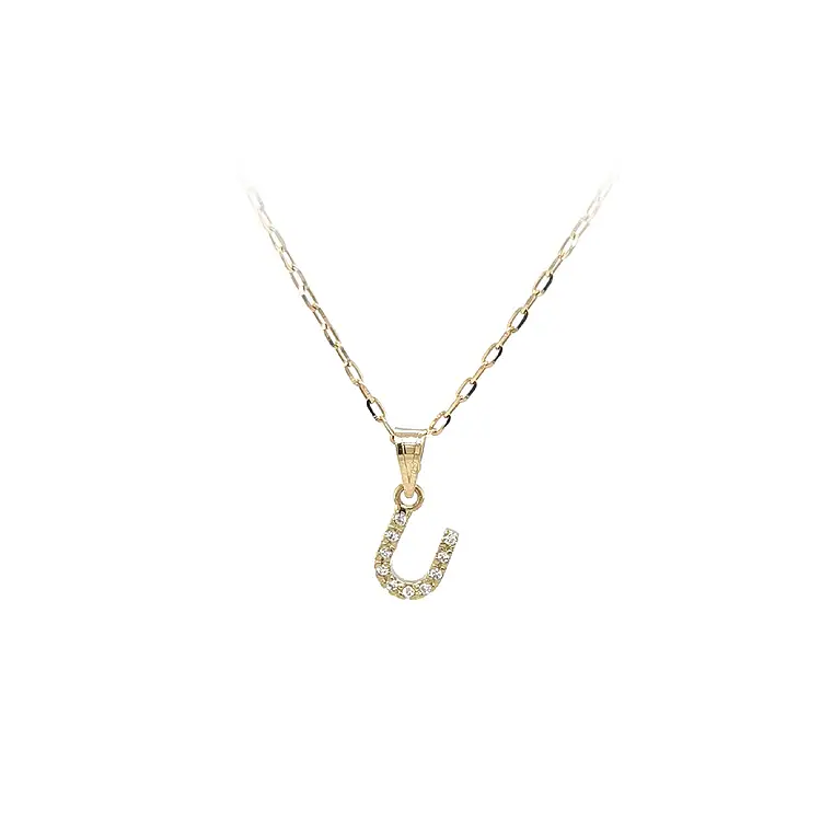 Zlatý Přívěsek Písmeno U se Zirkony