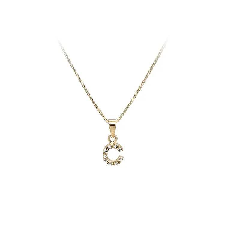 Zlatý Přívěsek se Zirkony Písmeno C