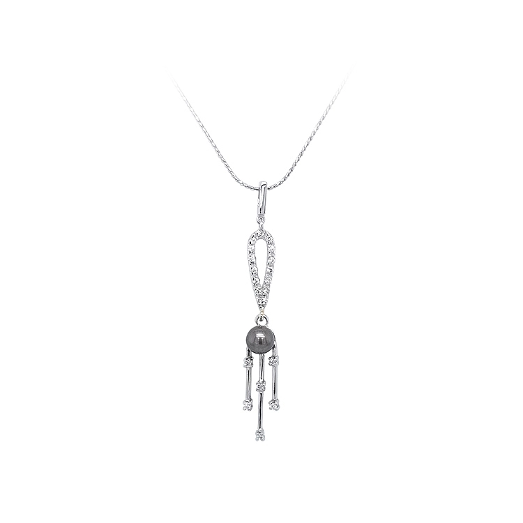Pendant with Pearl and White Gold Zircons