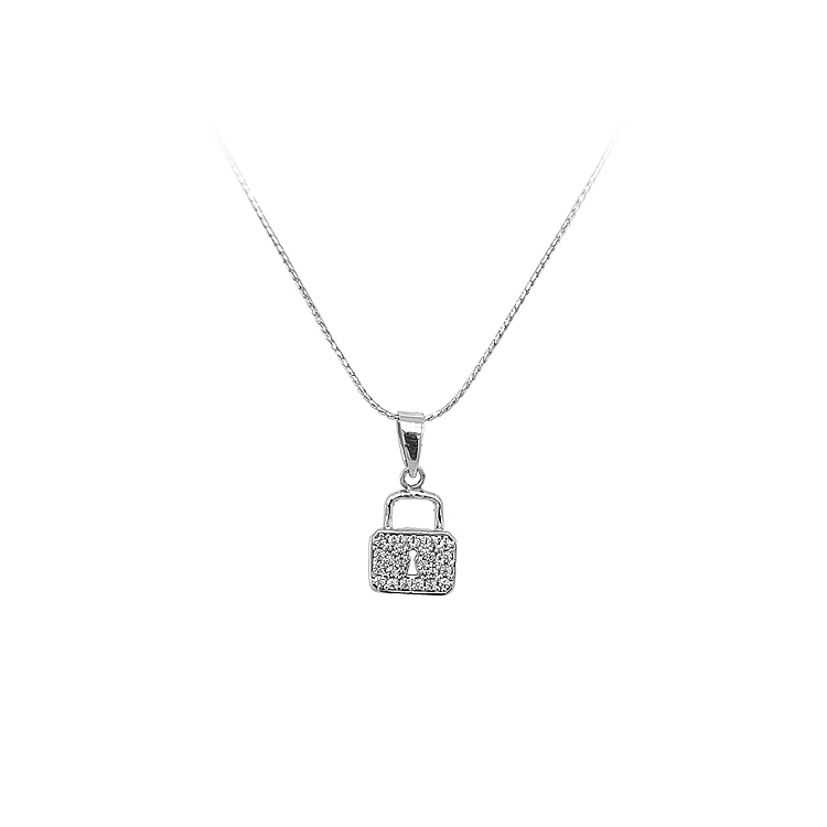 Pendant Padlock with White Gold Zircons