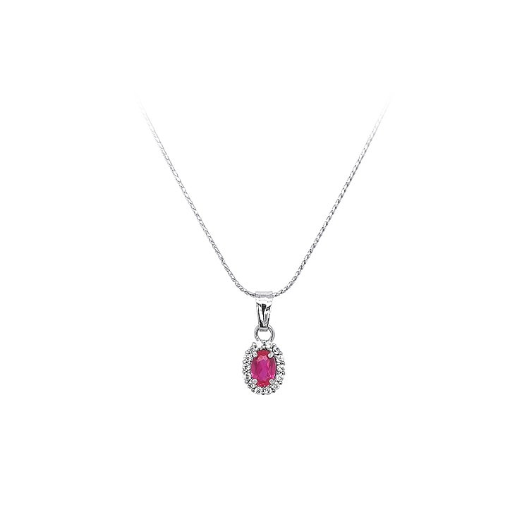 Gold Pendant with Pink Stone