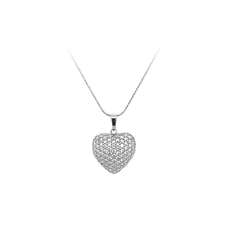 Pendant Heart with White Gold Zircons