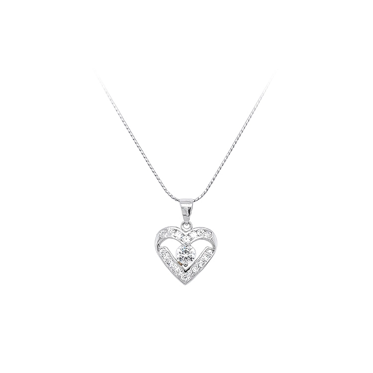 Pendant Heart with White Gold Zircons
