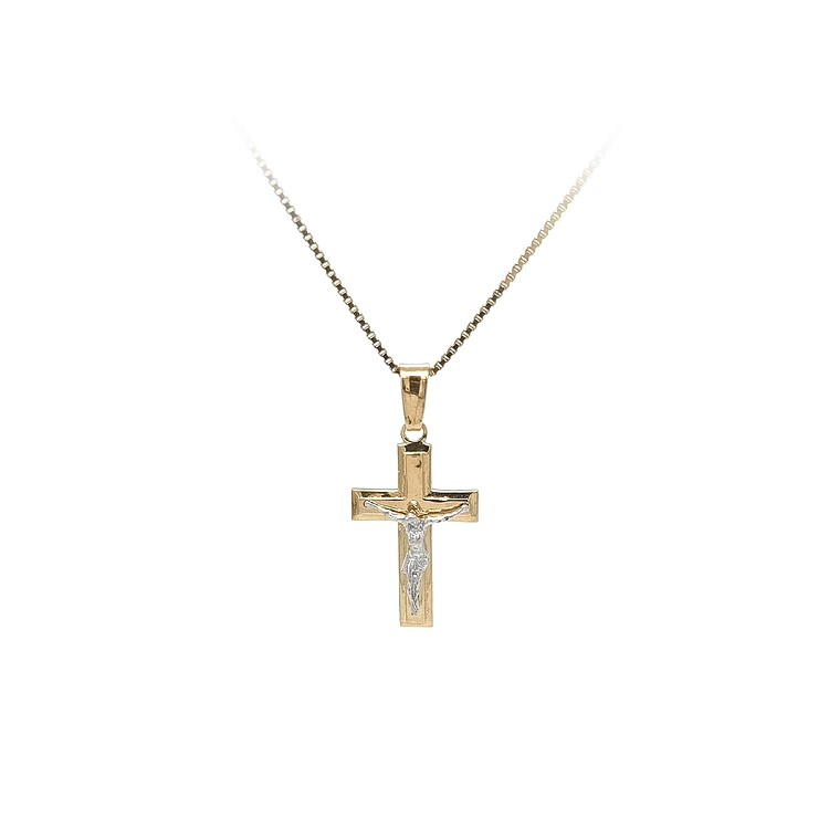 Gold Pendant Cross with Jesus Christ