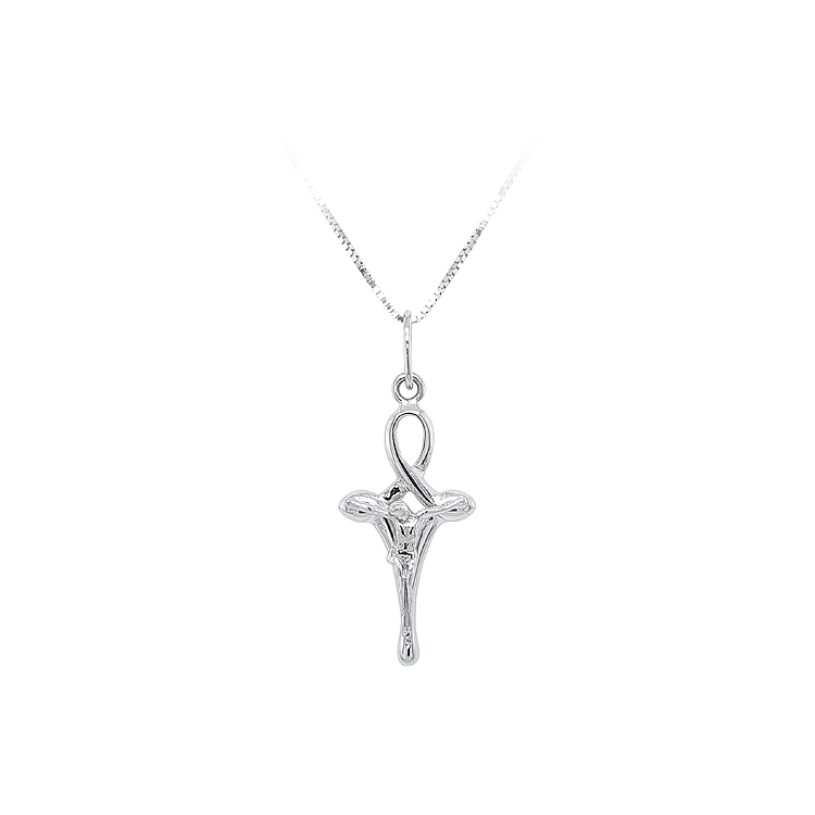 Pendant Cross with Jesus Christ from White Gold