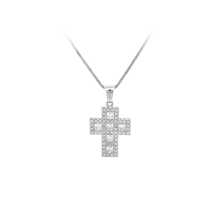 Cross with White Gold Zircons