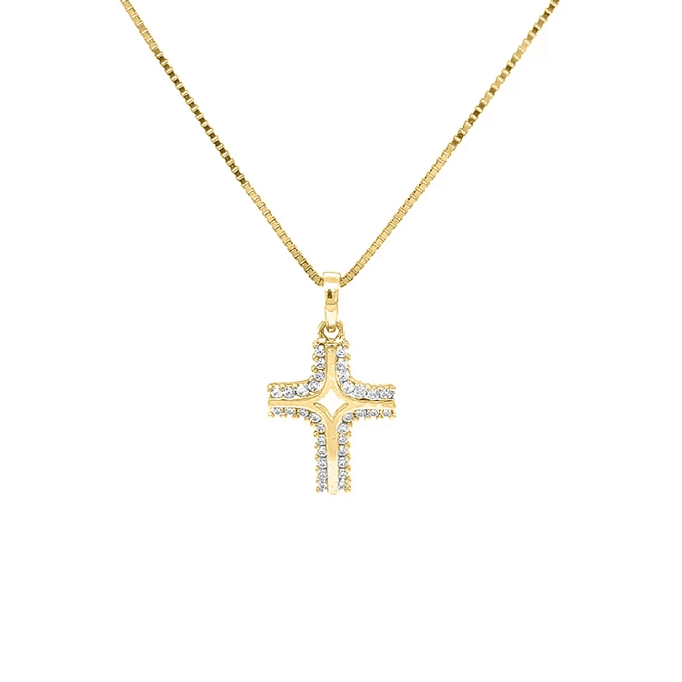 Golden Cross with Zircons
