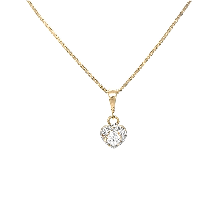 Gold Pendant Heart with Zircons