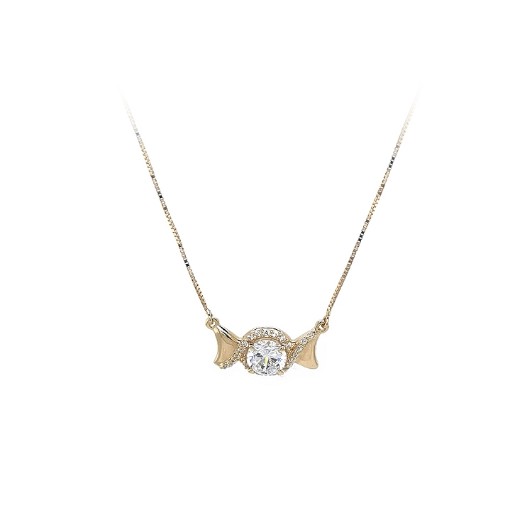 Gold Necklace with Zircons