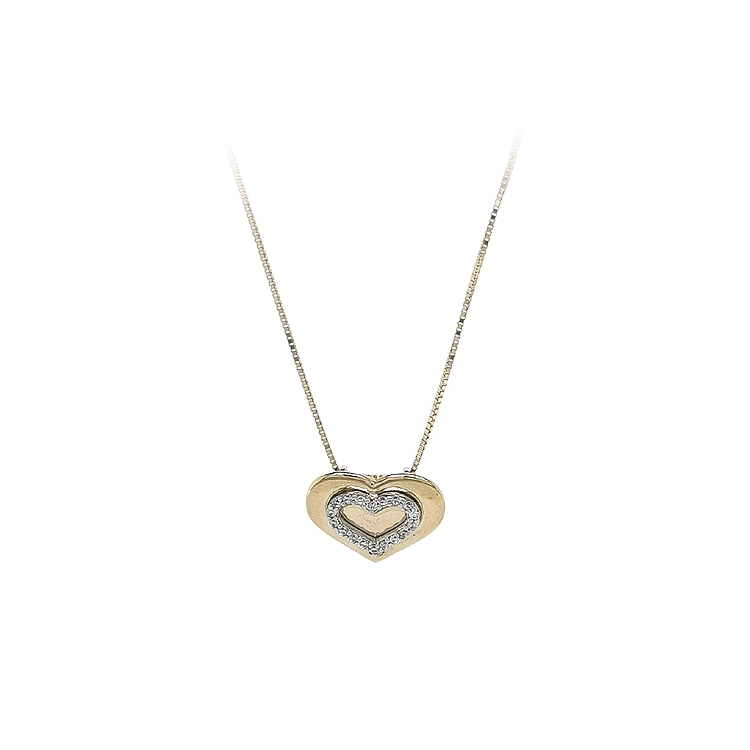 Gold Heart Necklace with Zirconias