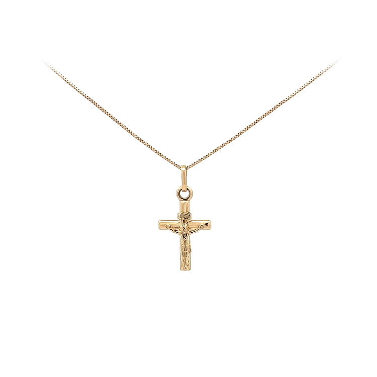 Gold Pendant Cross with Jesus Christ