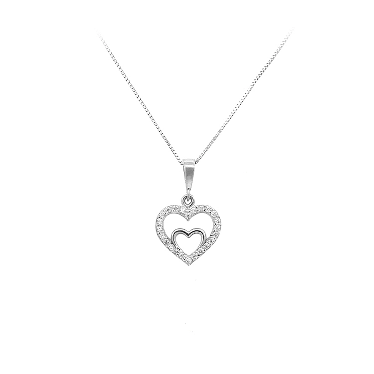 Pendant Heart with White Gold Zircons