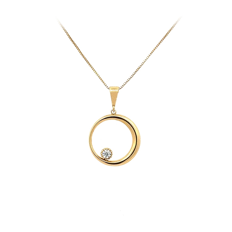 Gold Pendant with Zircon