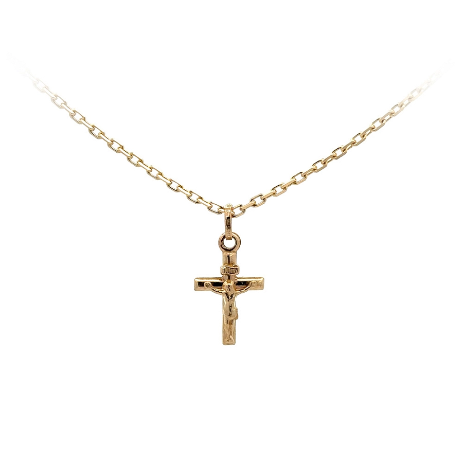 Gold Pendant Cross with Jesus Christ