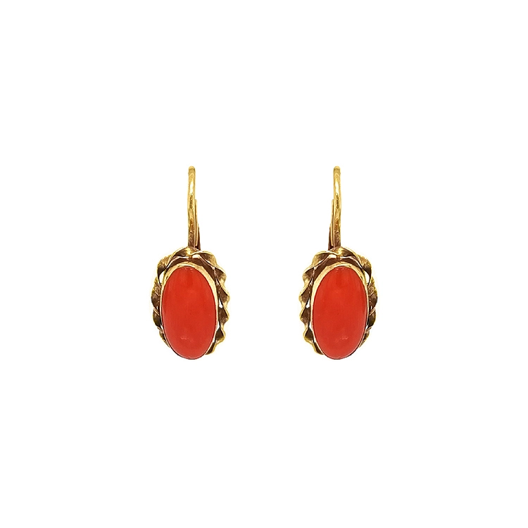 Gold Earrings with Coral