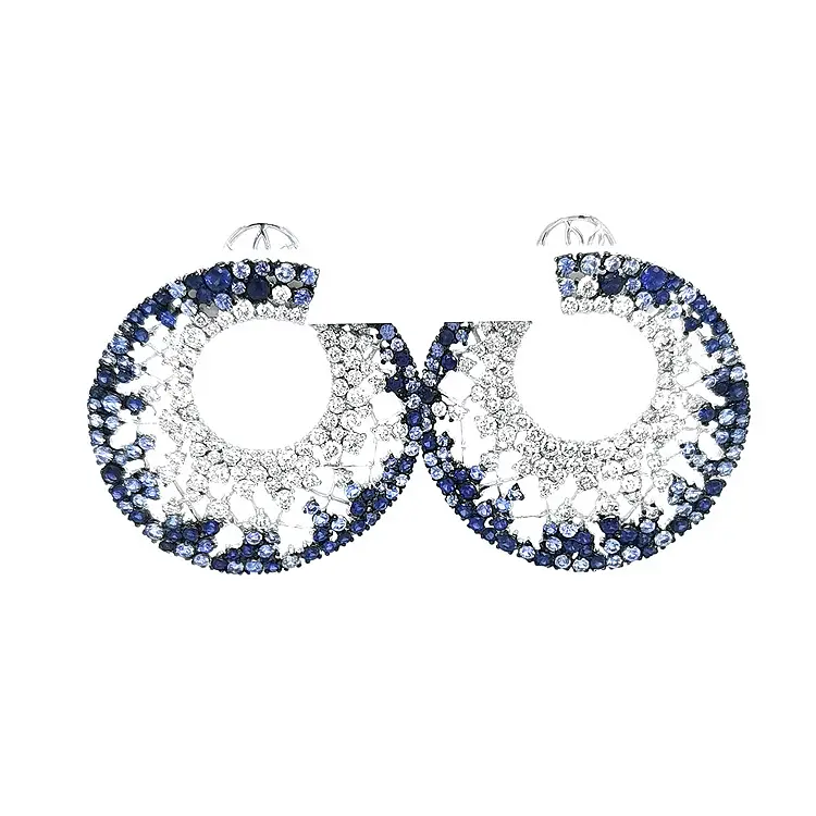 Zlaté Náušnice se Safíry a Diamanty