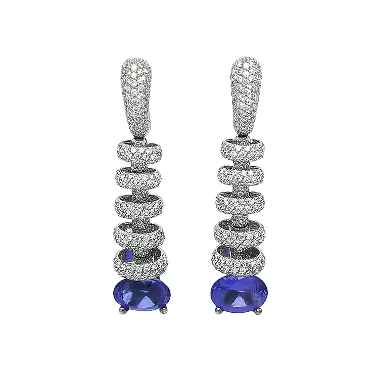 Zlaté Náušnice s Tanzanitem a Diamanty