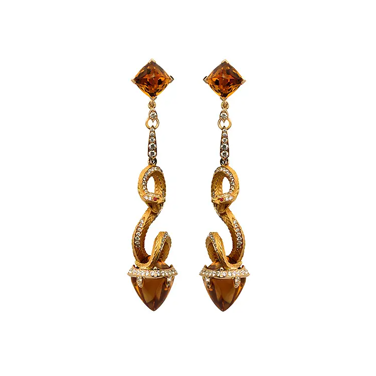 Zlaté Náušnice Carrera y Carrera Mythology Snake Antique