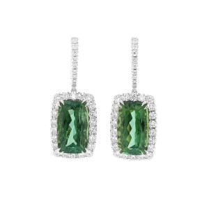 Elegance Zelených Turmalínů v Kombinaci s Diamanty