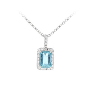 Exkluzivní Náhrdelník s Akvamarínem Obklopeným Diamanty