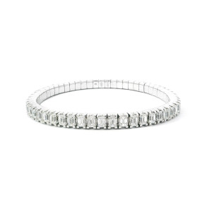 Luxusní Tenisový Náramek s Bagetovými Diamanty z Bílého Zlata