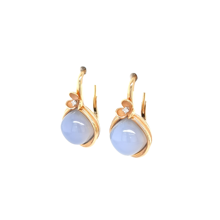 подробности Zlaté Náušnice s Chalcedony a Diamanty