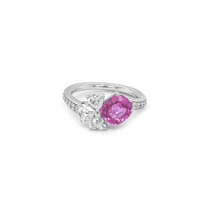 Zlatý prsten Crivelli s růžovým safírem a diamanty