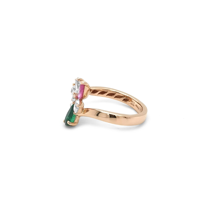 detail Zlatý prsten Crivelli s barevnými drahokamy