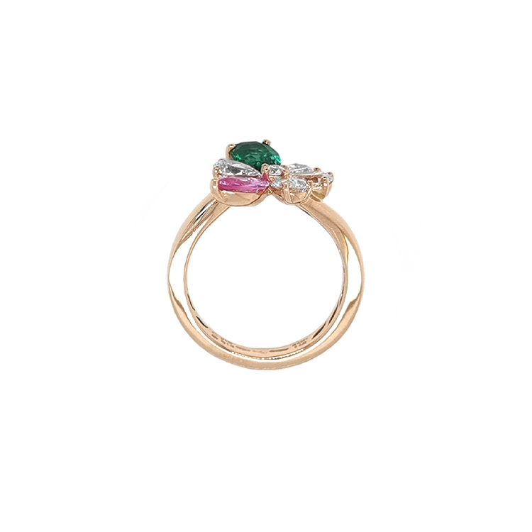 detail Zlatý prsten Crivelli s barevnými drahokamy