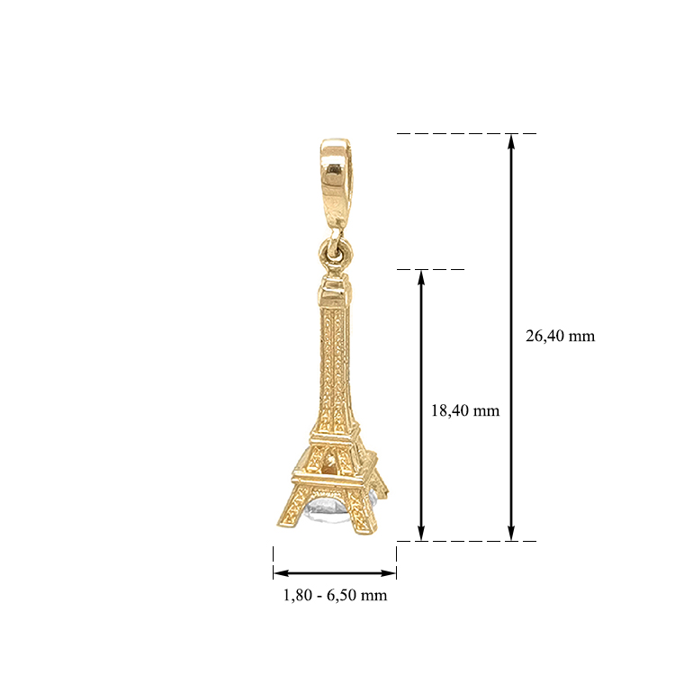 detail Zlatý Přívěsek Eiffel se Zirkonem