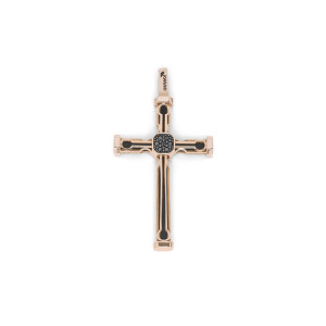 Zlatý přívěsek kříž s černými diamanty CR275411