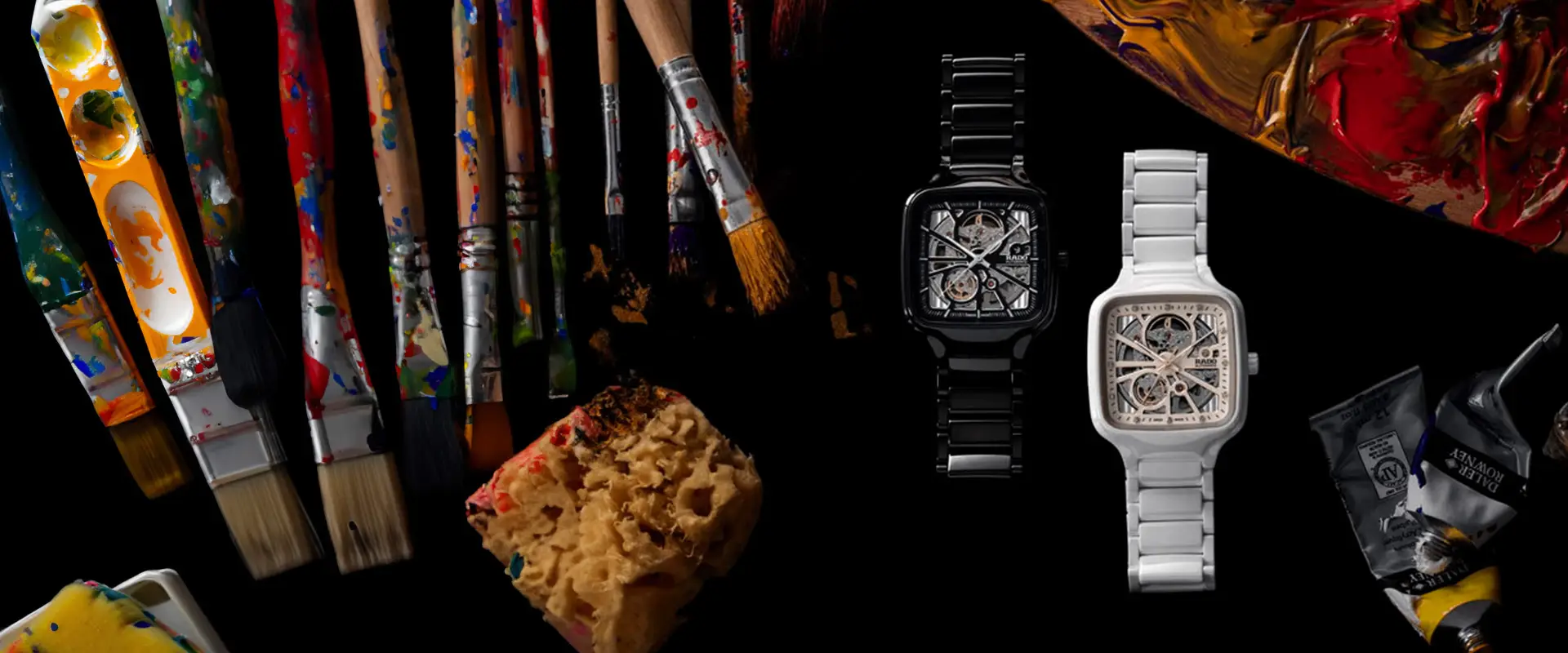 Keramické hodinky s diamanty Rado True Square Open Heart