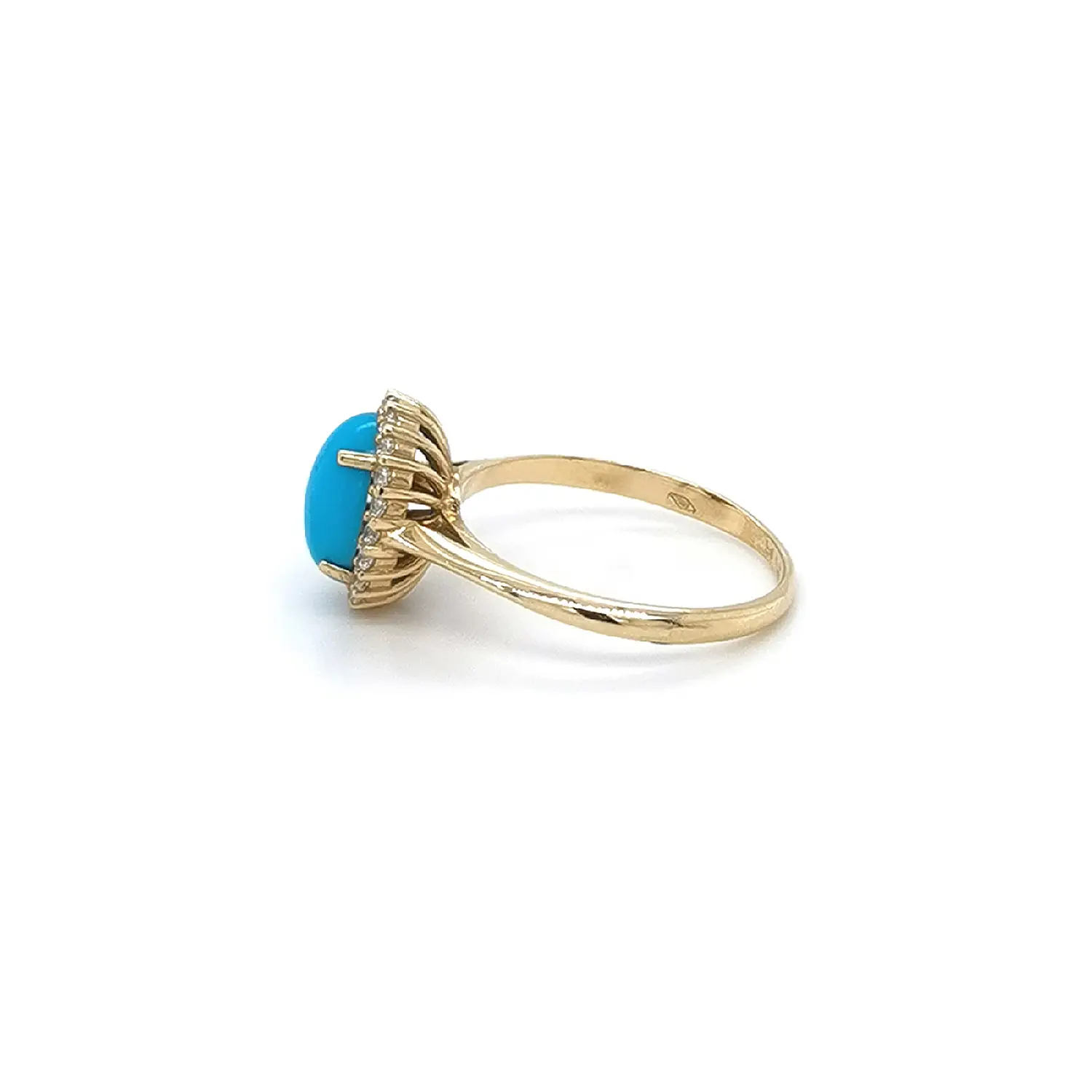 Gold Ring with Turquoise and Zirconia